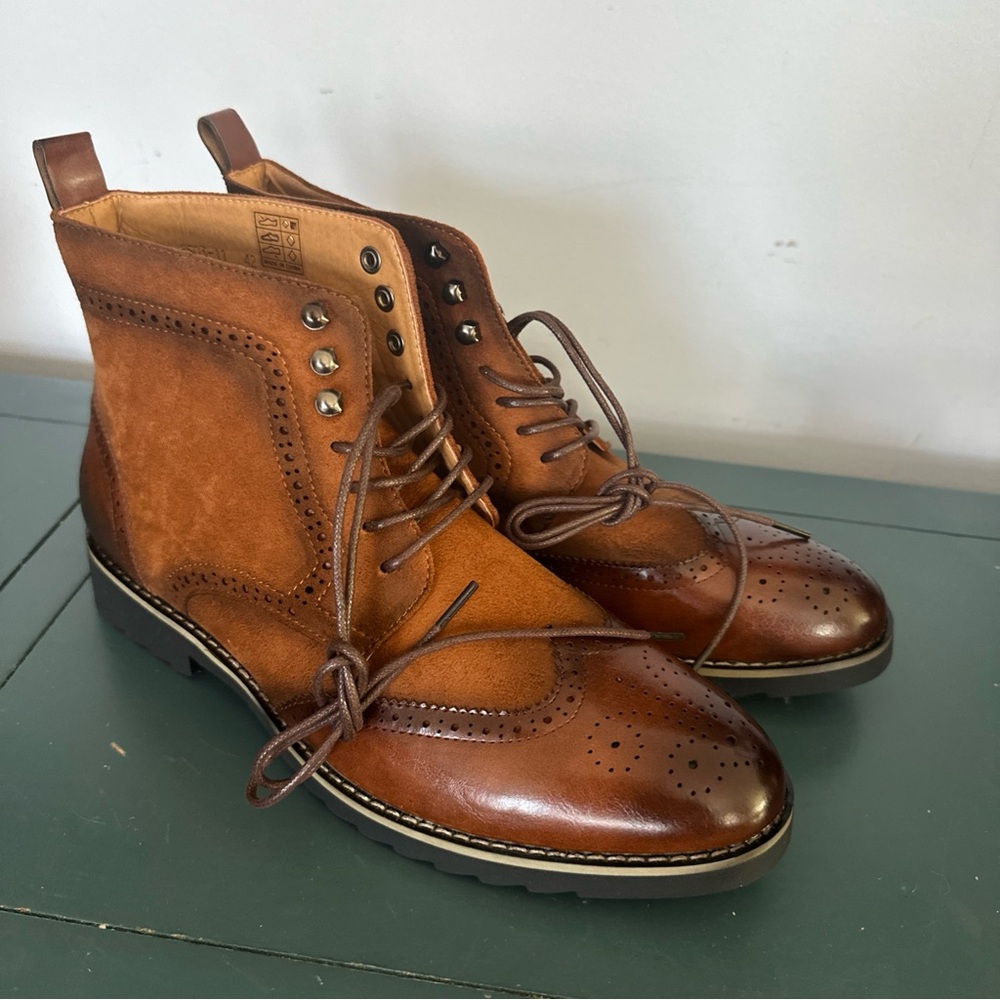 Brown Leather Brogue Boots